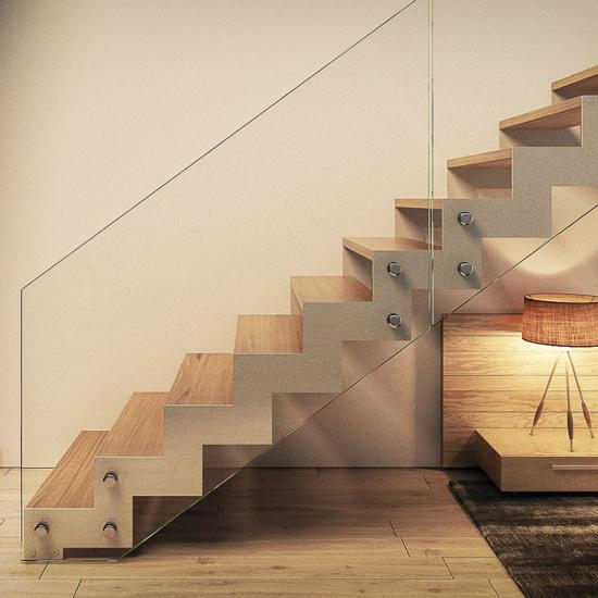 Moderne Stahl-Holz Treppe mit Glasgeländer von Holztreppen Gaździcki