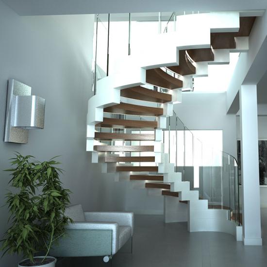 Designtreppe aus Stahl, Holz und Glas von Siller Treppen