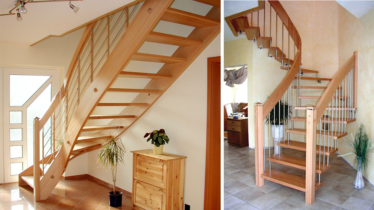 Klassische Holztreppe im Eingangsbereich von Böök Treppenbau