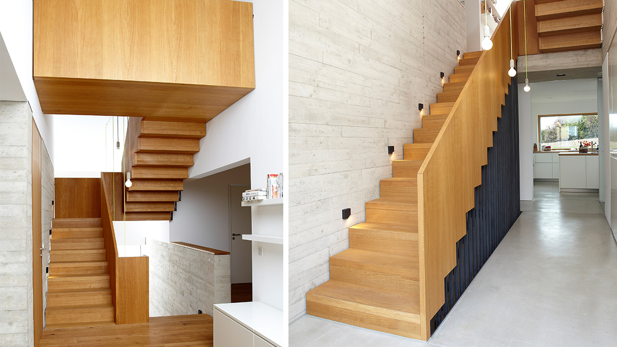 Moderne Design Treppenanlage aus Massivholz von Schreinerei GORGENECK