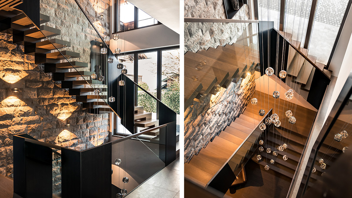 Innovative Designtreppe mit Zwischenpodest von REICHHALTER Treppen