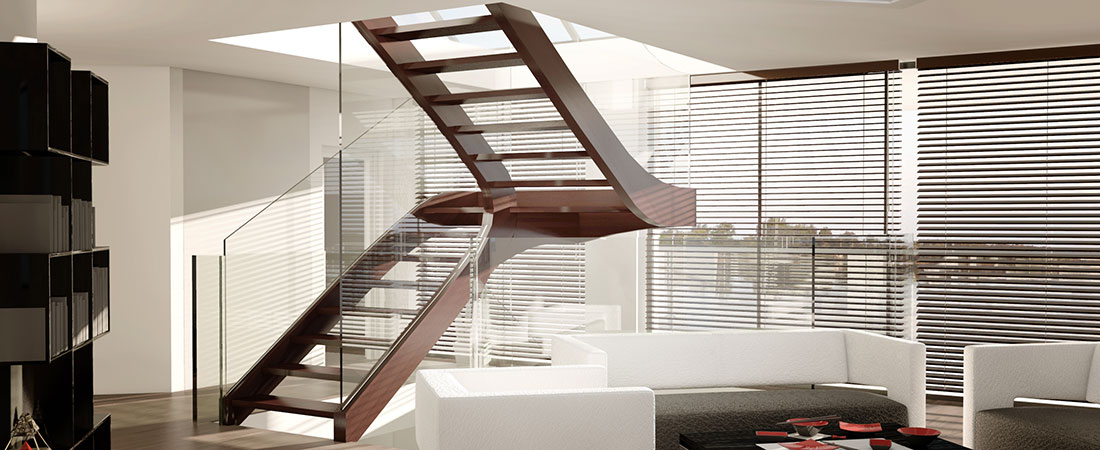 Holztreppe mit Glasgeländer von Siller Treppen